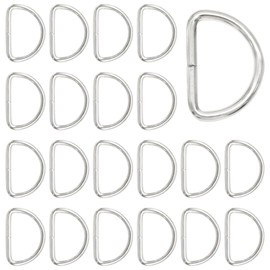 Hocansen Metal D Ring Buckle 1.5/2/2.5/3.2/3.8 cm Webbing Buckle Silver Half Rings Belt Adjuster for Backpack, Bags and Pet Collar, silver