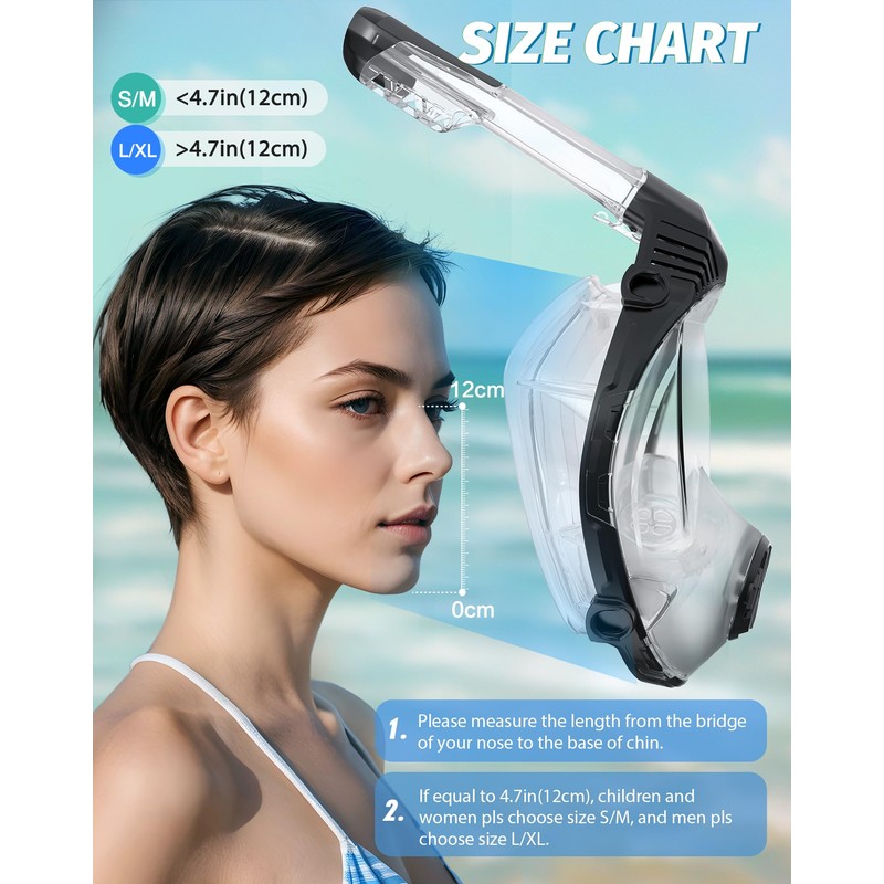 Zacsync Snorkel Set Adult Full Face Snorkel Mask, Masque De