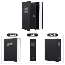 KYODOLED 10.5 Inch Diversion Book Safe with Key Lock, Secret Safe Metal Lock Box,Money Storage Collection Box,10.5" x 7.8" x 2.6" Black Extra Large