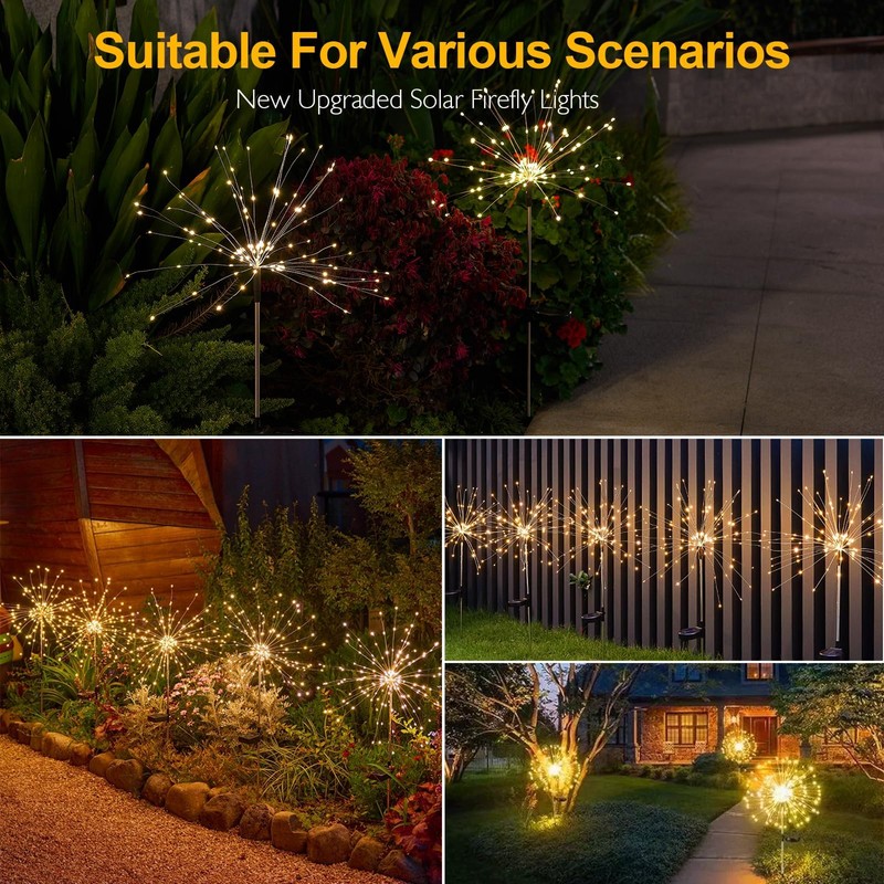 Solar Lights Outdoor, 2 Pack Solar Firework Lights Outdoor –