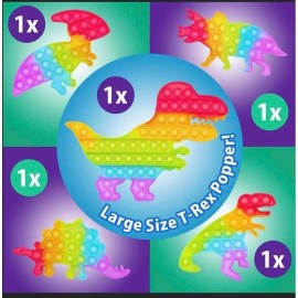 Toy Dinosaur Pop It Toys 5 Pack – Glow in the Dark Sensory Fidget Toy Gift Present