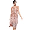 PrettyGuide Women's 1920s Flapper Dress Vintage Swing Fringed Prom Cocktail Dress Rose Gold XL