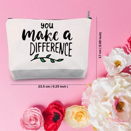 TSOTMO Thank Gift You Make A Difference Makeup Bag Social Worker Mentor Employee Teacher Cosmetic Bag Gift  (C.Make Differ)