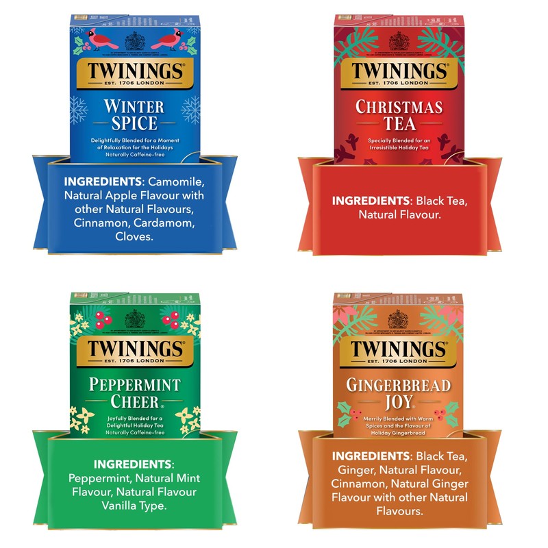 Twinings Holiday Variety Pack Tea Bags, Christmas Tea, Winter Spice,