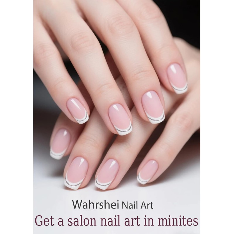Semi Cured Gel Nail Strips, No LED Lamp Needed, French
