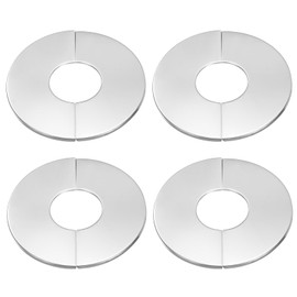 HARFINGTON 4pcs Wall Split Flange 2.01" (51mm) Stainless Steel Round Self-Adhesive Split Flange Pipe Cover Clip-on Escutcheon Collar for Floor Ceiling Bathroom Kitchen Toilet