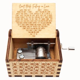 Can't Help Falling in Love Music Box-Mini Laser Engraved Vintage Wooden Hand Crank Mini Music Box，Christmas,Valentine,Birthday Gifts for Wife Girlfriend Women (Can't Help Falling in Love(wood))
