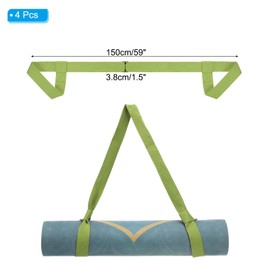 PATIKIL Yoga Mat Strap, 4 Pack Adjustable Yoga Mat Carrier Straps Sling Cotton Anti Slip Mat Holder Stretching Band for Exercise, Dark Green