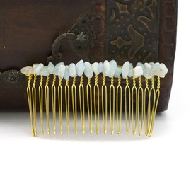 Miracles Minéraux Hair Jewellery Natural Stone Various Models to Choose From (02 Gold | Aquamarine), Natural Stone, Natural stone