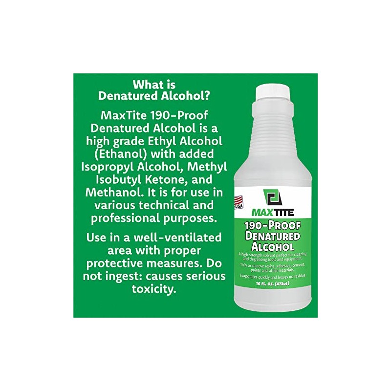 MAXTITE 190-Proof Virgin Denatured Alcohol (16oz, 8)