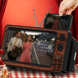 12” Phone Screen Magnifier with Stand Bracket for Cell Phone -Retro TV Amplifier 3D HD Mobile Phone Screen Magnifying Enlarger for Movies Videos Games, Screen Amplifier (Brown Wood Grain)