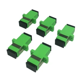 CERRXIAN SC Fiber Optic Adapter Female to Female APC Simplex Single Mode Fiber Optical Coupler Network Internet Connector Adapter with Mount Panel (Green 5-Pack)