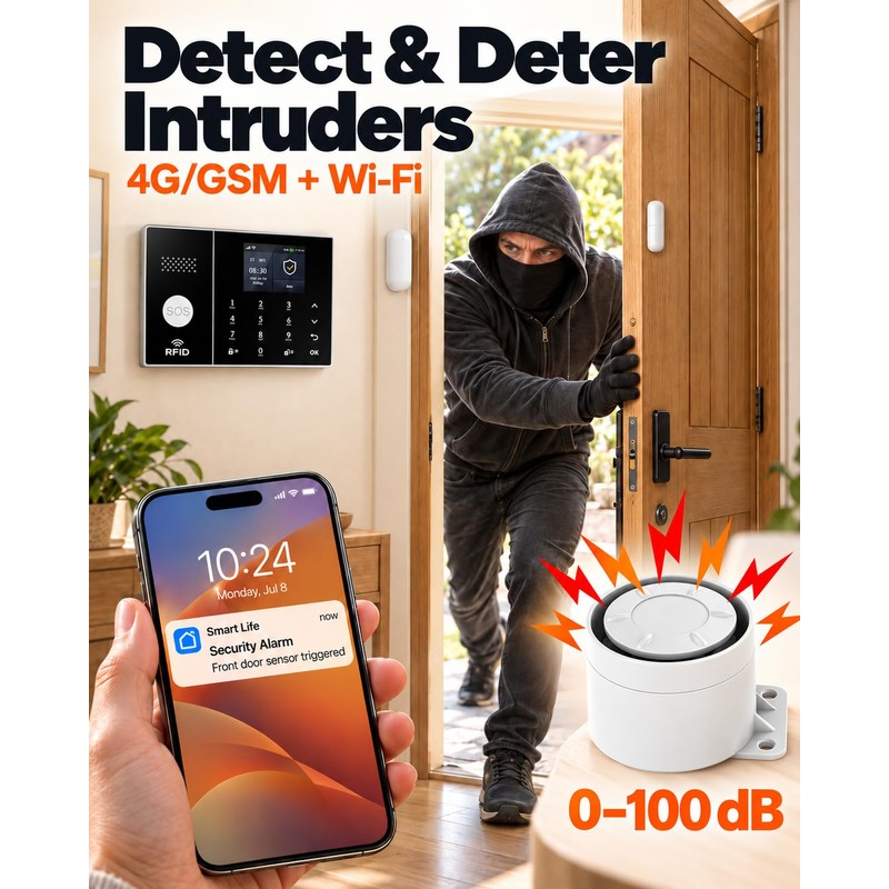 XUK DIY Alarm System for Home Security, 13-Piece Smart Home
