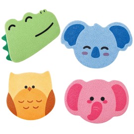 4 Esponjas Para Baño Bebe, Esponjas Corporales Suaves Para Bebés, Diseño De Animales Divertidos, Esponja De Baño Con Forma De Caimán Koala Tigre Elefante, Para Limpieza Diaria