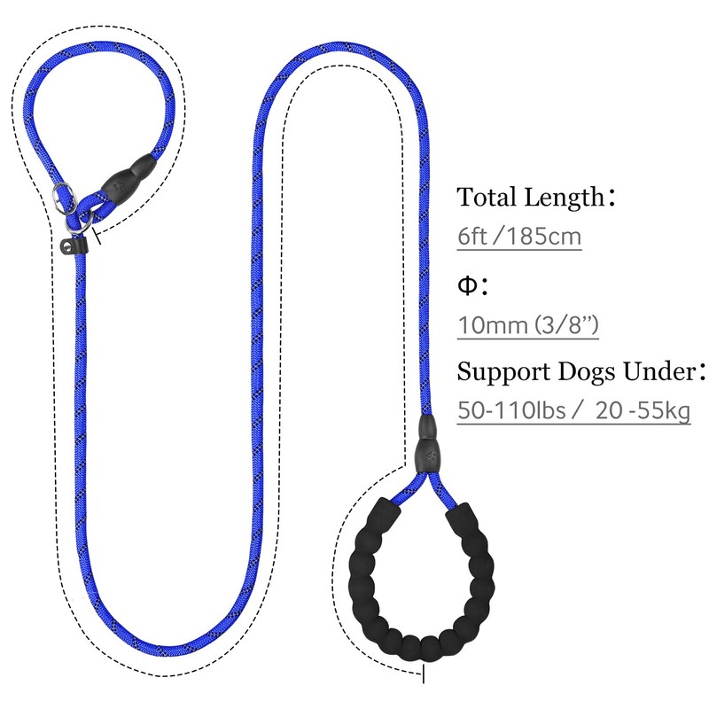 TagME Slip Leads for Dogs, 6 FT Heavy Duty Dog