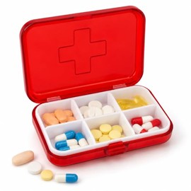 Pill Box 6 Compartments 9 x 6.5 x 2 cm Assorted Colours