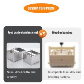 Tofu Press -304 Stainless Steel Vegan Tofu Presser to Speed up Removing Water from Silken in 10-30 Mins Tofu Presser for Firm or Extra Firm Tofu Without Crack BPA Free Dishwasher Safe(6.3 * 4.72)