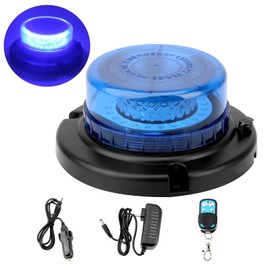 OPL5 Remote Control Beacon Light, Rechargeable Wireless Blue Flashing Lights with Magnetic, High Low Brightness, 15 Modes Strobe Lights for Snowplow Tow Work Trucks Tractor