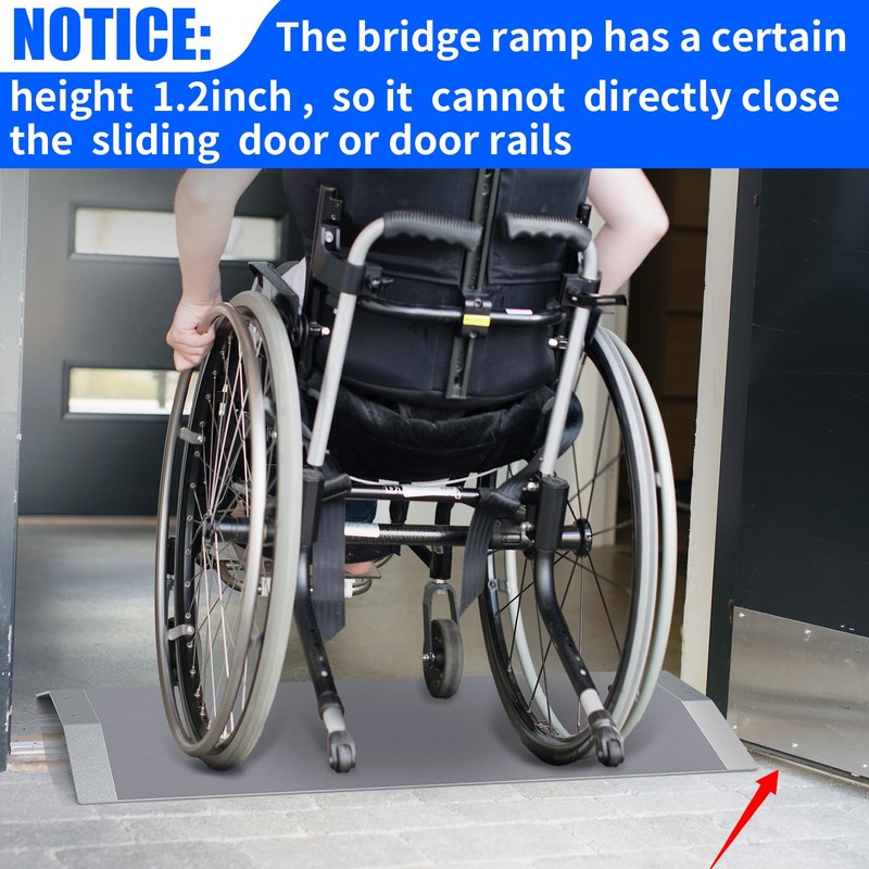 UOKRR Wheelchair Ramp 28.5" W, Bridge Threshold Ramp for Doorways,