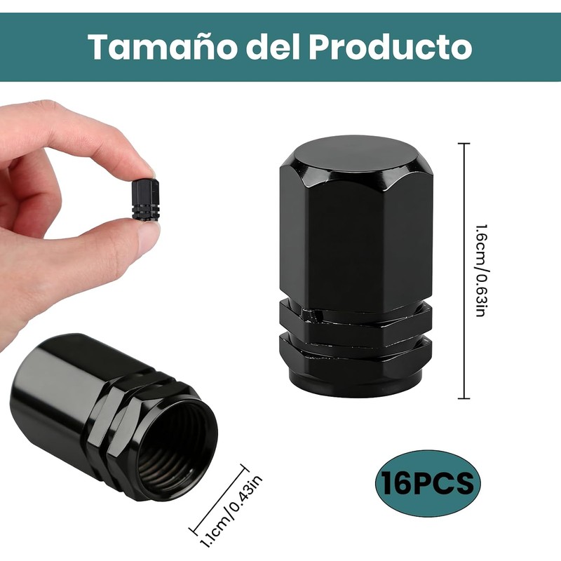 16pcs Tapas De Válvula con Cierre para Neumático De Automóvil,