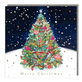 Tracks Publishing Charity Christmas Cards Pack of 5 - Charity Christmas Cards 2024 with a Decorated Tree and Stars Design - Eco-Friendly Xmas Cards Multipack with Envelopes