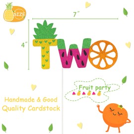 Decoración para tarta de 2º cumpleaños, segunda fruta, piña, sandía, naranja, verano, baby shower, suministros para fiestas