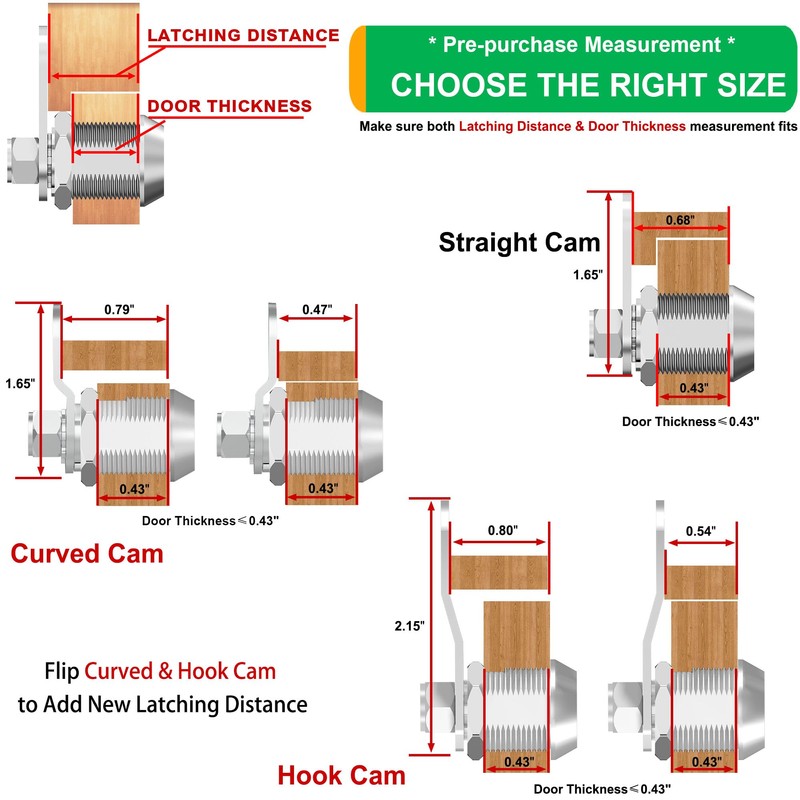 Hecfu 2 Pcs Tool Box Locks with Keys, Hook Cam,