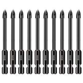 10Pcs Masonry Concrete Tile Drill Bits 6mm 1/4" Glass Tile Drill Bit with Carbide Tipped Tool Bit for Brick Plastic Wood Hex Shank