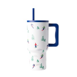 Simple Modern 30 oz Tumbler with Handle and Straw Lid | Insulated Cup Reusable Stainless Steel Travel Water Bottle Cupholder Use | Gifts for Women Him Her | Trek Collection | Downhill Skiing