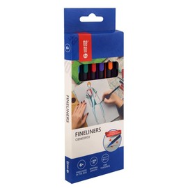 memobe - Fineliner Set - Fine Point Pens with Thin F-Tip - 0.4 mm - Fineliners - Ergonomic Triangular Barrel - Stationery - for Drawing, Writing - Colourful/Colourful - 6 Colours