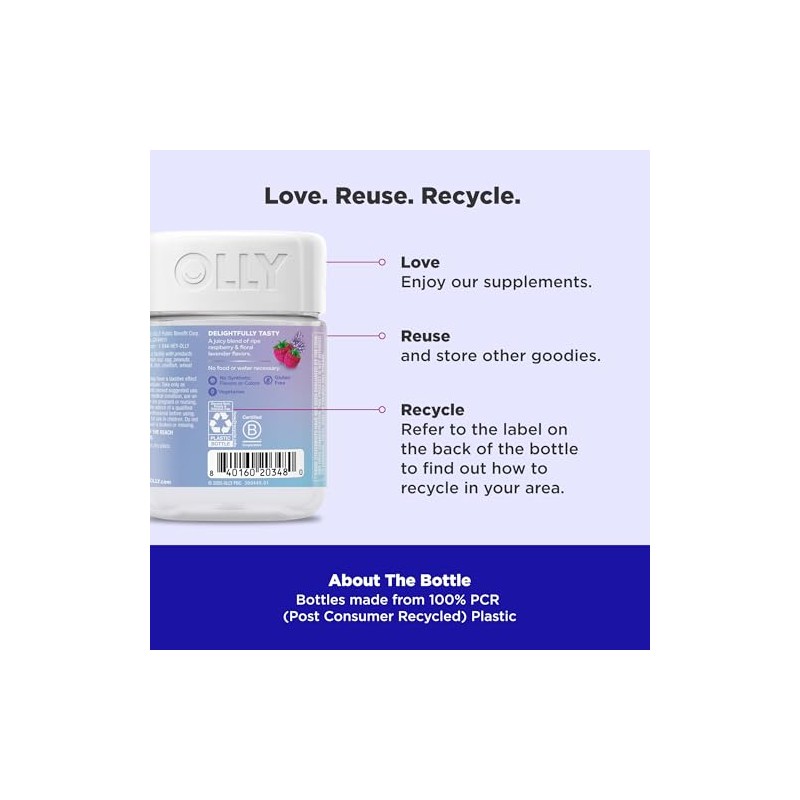 OLLY Relaxing Magnesium Gummies, Supports Muscle Relaxation,* Magnesium Citrate, Raspberry