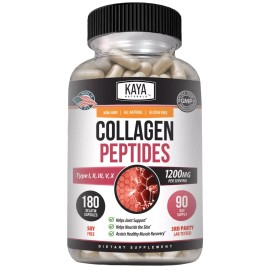 Kaya Naturals Collagen Complex 180 Count Capsules for Anti-Aging Hair Skin Na..