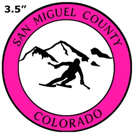 Athena Brands San Miguel County Colorado Extreme Skier - Car Truck Window Bumper Sticker Decal - Hot Pink