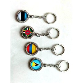 Heiorpai - Llavero de metal con incrustaciones de diamantes de imitación de acero inoxidable con bandera de país