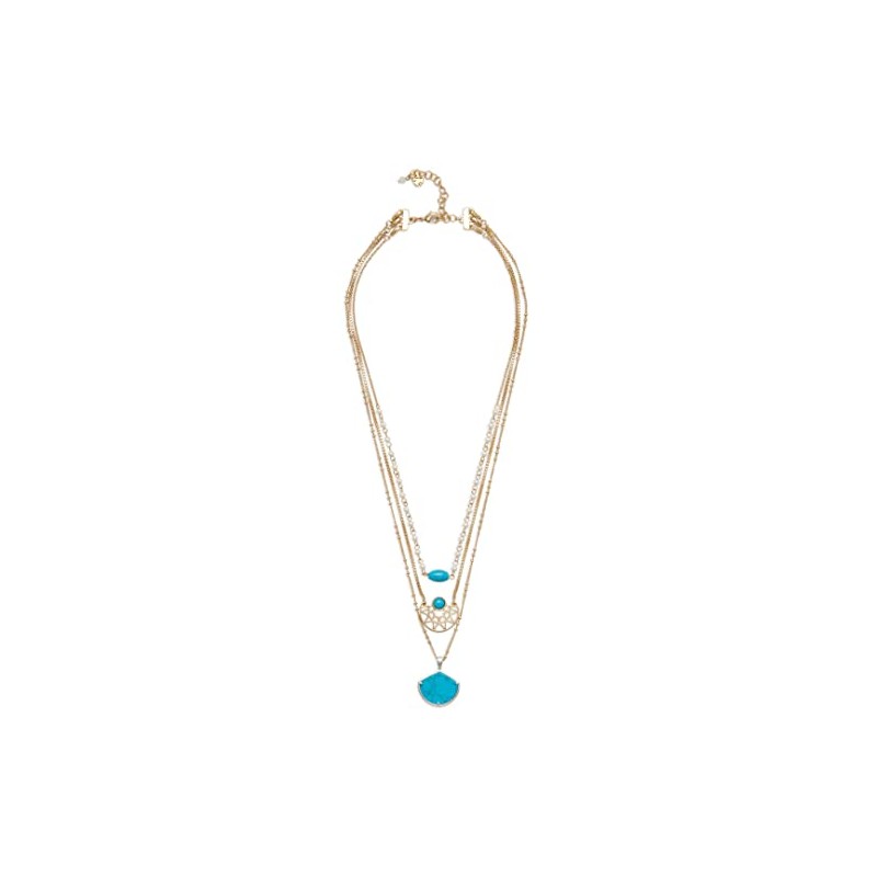 Lucky Brand Openwork Layer Necklace, Two Tone, One Size