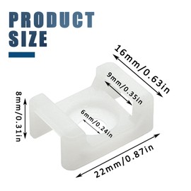 100 Pcs 6mm/0.24in Cable Zip Tie Saddle Type Mounts Base,Wire Cable Clips Organizer Holders Clamps,Wire Clips Anchor Management Fastener(White)
