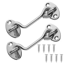 LDEXIN 2 Pack 4 Inch Gate Hook and Eye Latch Heavy Duty Privacy Cabin Hook Eye Latch for Door, Gate, Barn, Shed - Silver