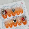 Coral Glitter Handmade Nail Tips - Almond S / 코랄