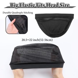 Nogeqi 3 Pcs Silky Bonnet for Men Wave Cap Satin Silk Hair Bonnet for Sleep Elastic Band Wave Durags Sleeping Shower Caps Silk Hair Wrap for Men Women (Black)