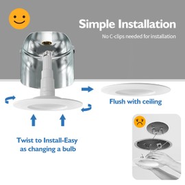 Jolux 4-Pack 5/6" Retrofit LED Recessed Lighting,60W,3000K WarmWhite,800 Lumens,Dimmable Can Lights,Damp Rated,Simple Installation Adjustable Retrofit Downlight,ETL,E26 Base,Bevel Trim