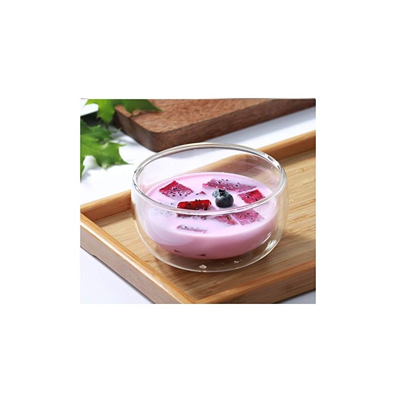 GracesDawn high temperature resistant double layer glass bowl borosilicate heat-resistant