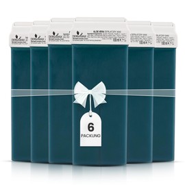 DERMAWAX Roll-On Wax Cartridges 6 x 100 ml Aloe Vera - Made in Italy Warm Wax Refill Set - For Sensitive Skin - Compatible with All 100 ml Wax Warmers - Legs, Arms, Back & Chest