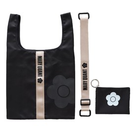 MARY QUANT 3-WAY Eco Bag (with Case) Floral Pattern Daisy Women's Eco Bag My Bag, Black