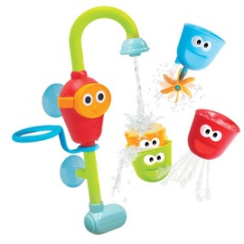 Yookidoo Toddler and Baby Bath Toy (Ages 1-3): Flow N Fill - 3 Stackable Play Cups - Battery Operated Interactive Hose Toy & Tumblers with Multiple Play Aspects - Make Bath Time Maigcal (No Mold)