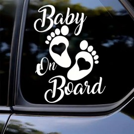 Baby On Board Car Window Decal - 4.7"x6.7" Safety Vinyl Sticker for Vehicles - Kids Safety Sign with Strong Adhesive | #AZ09