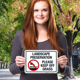 Landscape Preservation Please Keep Off The Grass Sign, 10x7 Inches, Rust Free .040 Aluminum, Fade Resistant, Made in USA