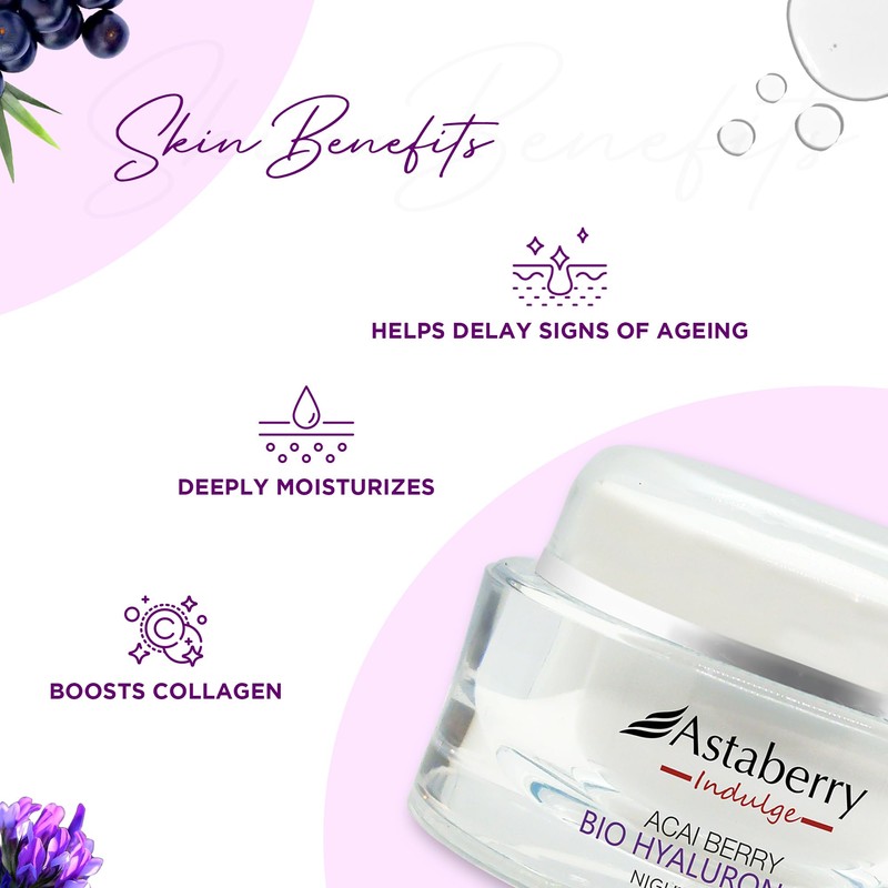 Acai Berry Night Cream for face | Bio Hyaluronic Acid