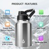 BJPKPK 64 oz Insulated Water Bottle, Dishwasher Safe Half Gallon