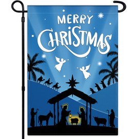 Christmas Nativity Garden Flags for Outside 12 X 18 Inch Double Sided Merry Christmas Garden Flag Christianity Jesus Nativity Scene Garden Flag for Outdoor House Indoor Yard Sign Decorations