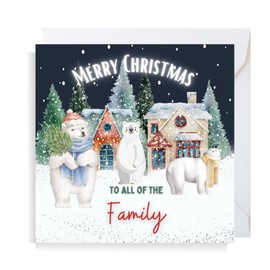 Second Ave All the Family Christmas Polar Bear Square Xmas Holiday Festive Greetings Card